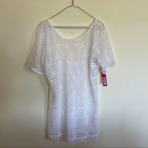 white crochet swim coverup NWT